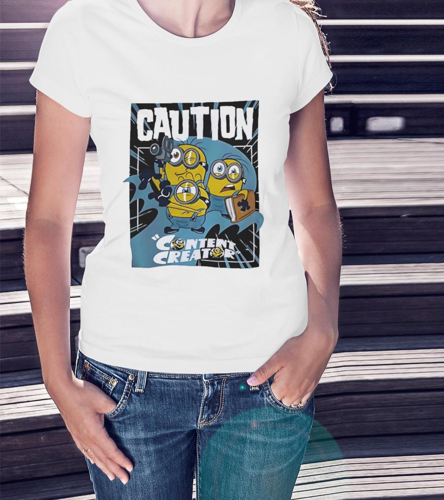 Caution Minions Content Creator Camera Book T-Shirt