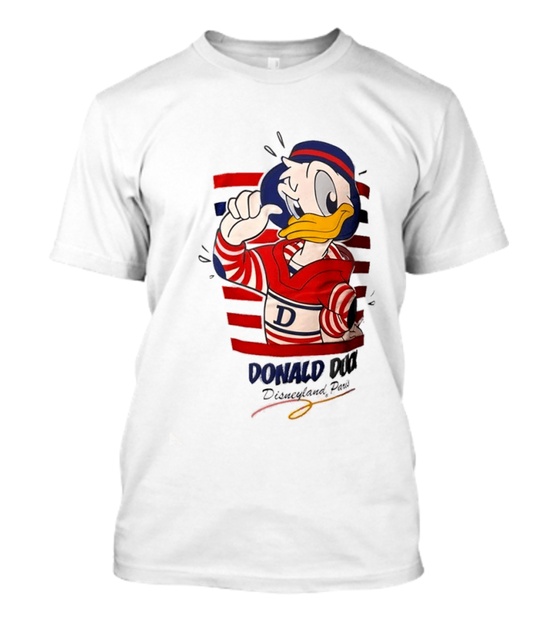 Donald Duck Disneyland Paris Red And White Striped Outfit T-Shirt