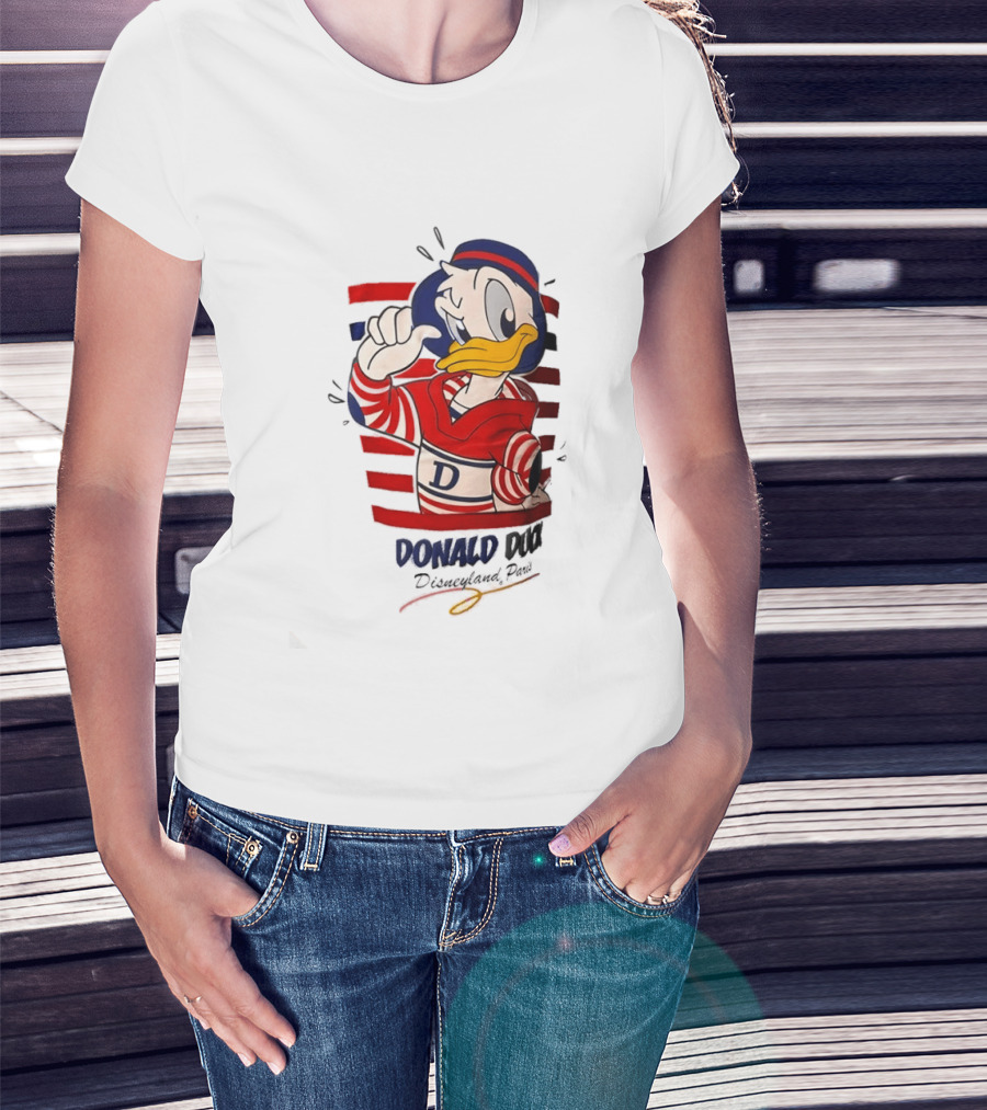 Donald Duck Disneyland Paris Red And White Striped Outfit T-Shirt