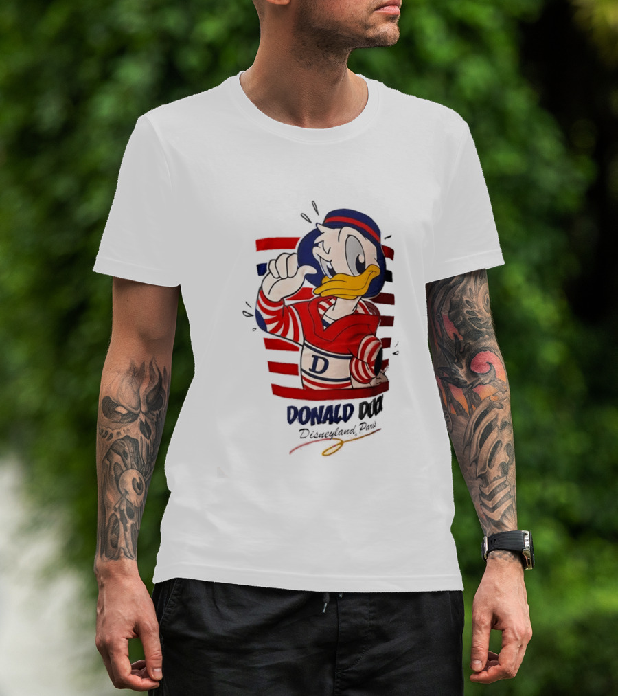 Donald Duck Disneyland Paris Red And White Striped Outfit T-Shirt