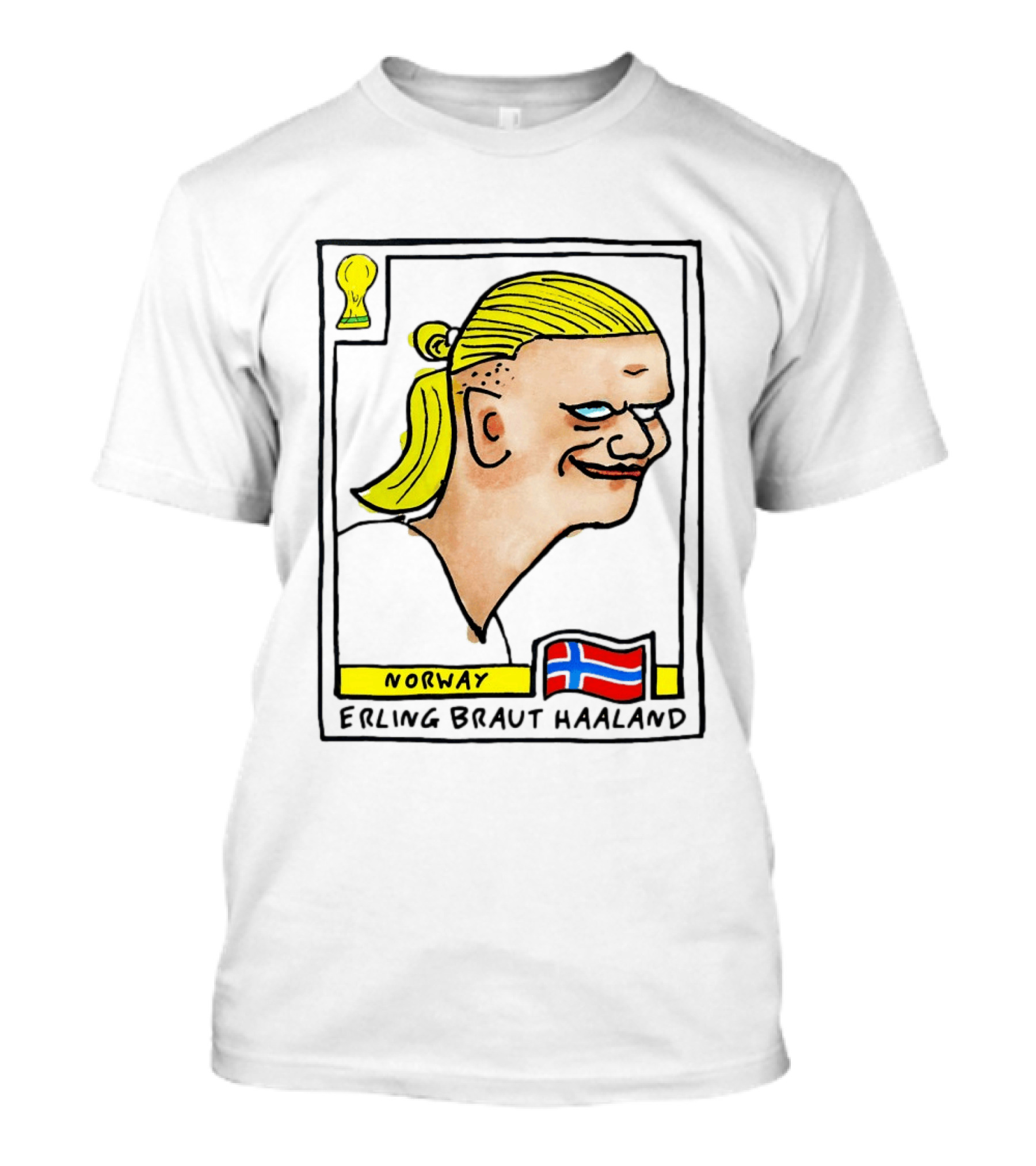 Norway Erling Braut Haaland Caricature Football Trading Card T-Shirt
