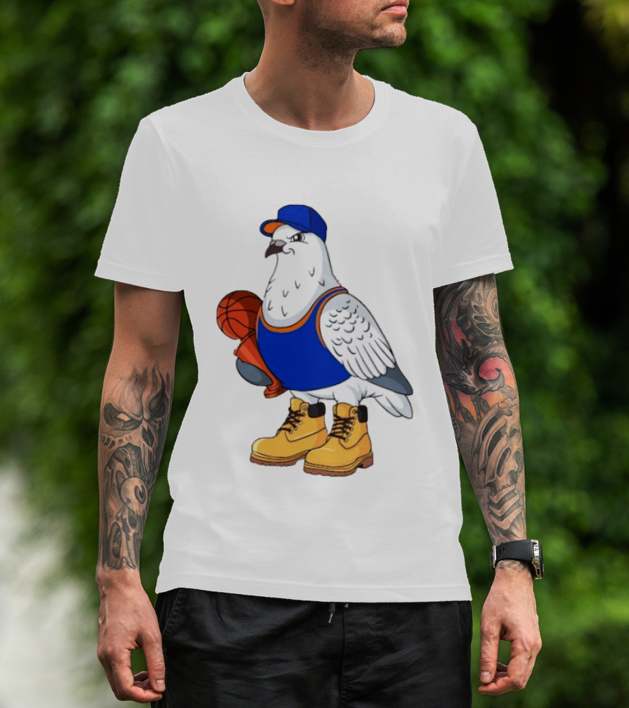 NYC Pigeon New York Forever Basketball Player Cartoon Pigeon In Jersey With Basketball T-Shirt