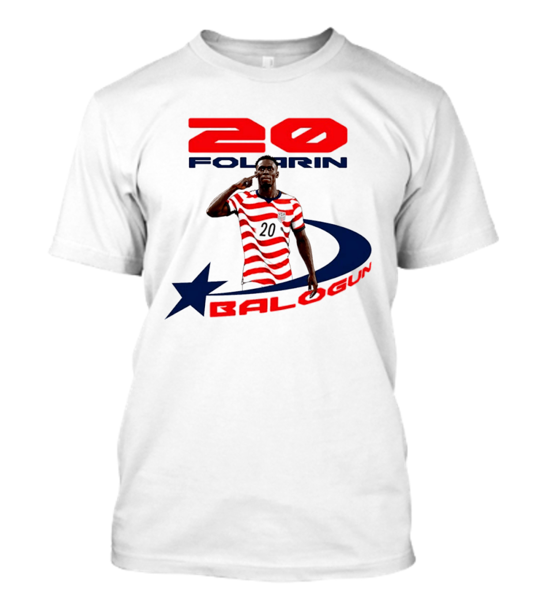 Folarin Balogun 20 Striped United States Soccer Team Star T-Shirt
