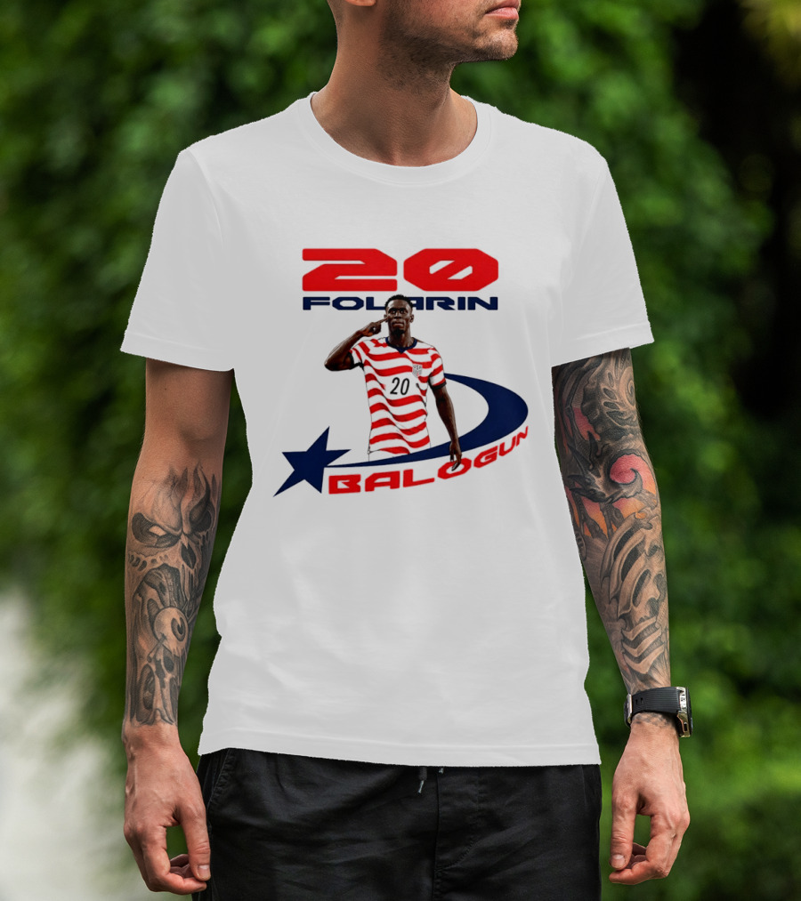 Folarin Balogun 20 Striped United States Soccer Team Star T-Shirt
