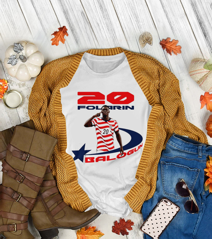 Folarin Balogun 20 Striped United States Soccer Team Star T-Shirt