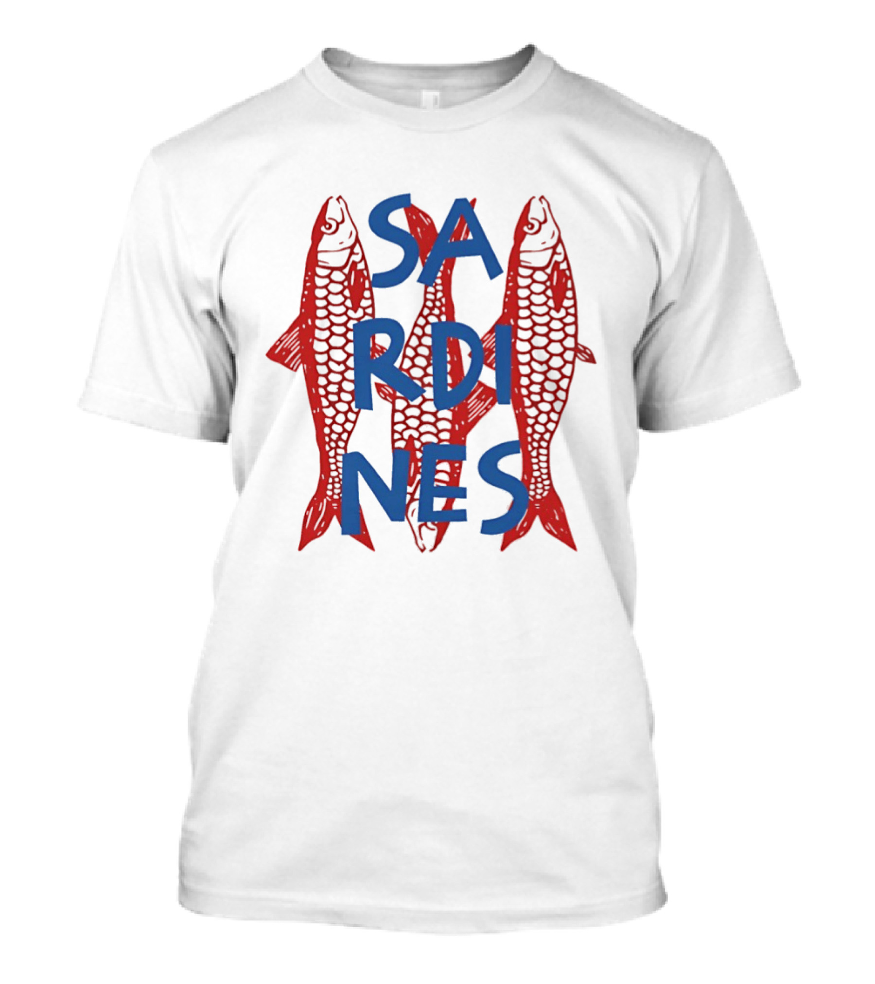 Sardines Red Fish Blue Letters Three Fish T-Shirt