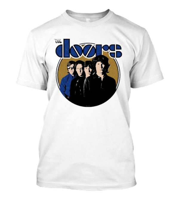 The Doors Faces Band Members Iconic Gold Circle T-Shirt