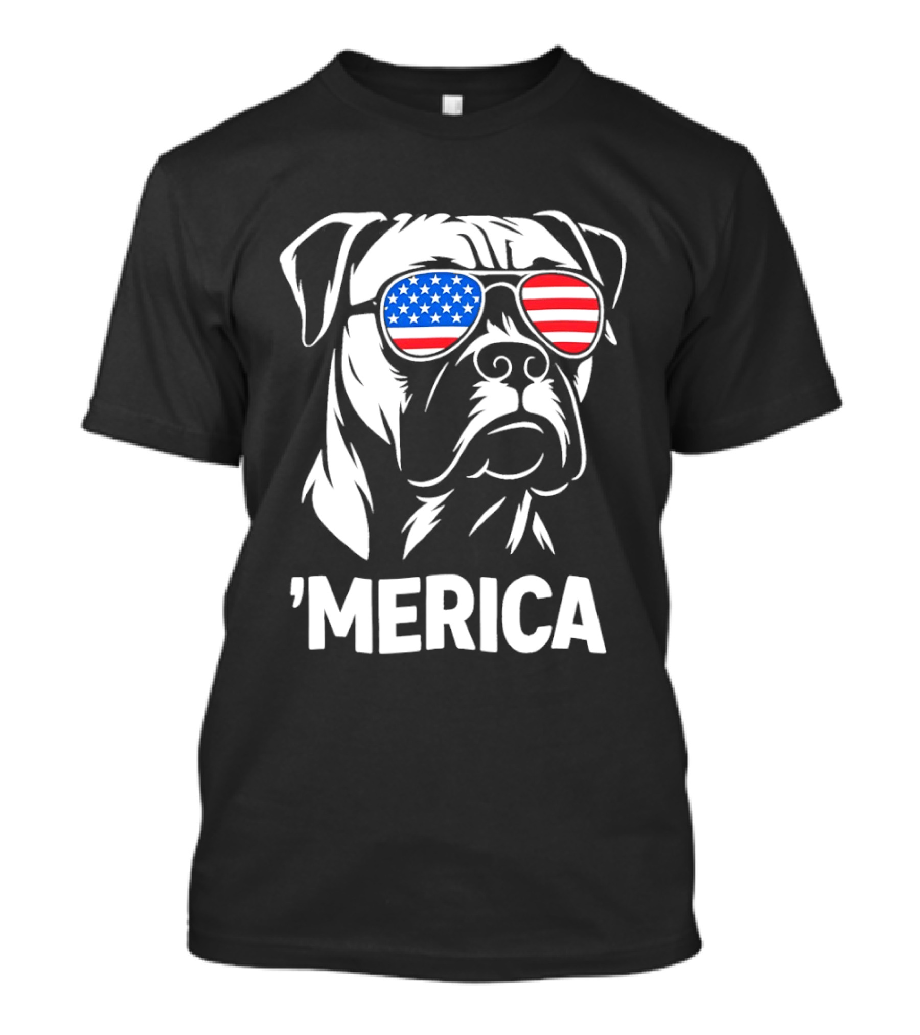 American Bulldog With USA Flag Sunglasses 'Merica T-Shirt