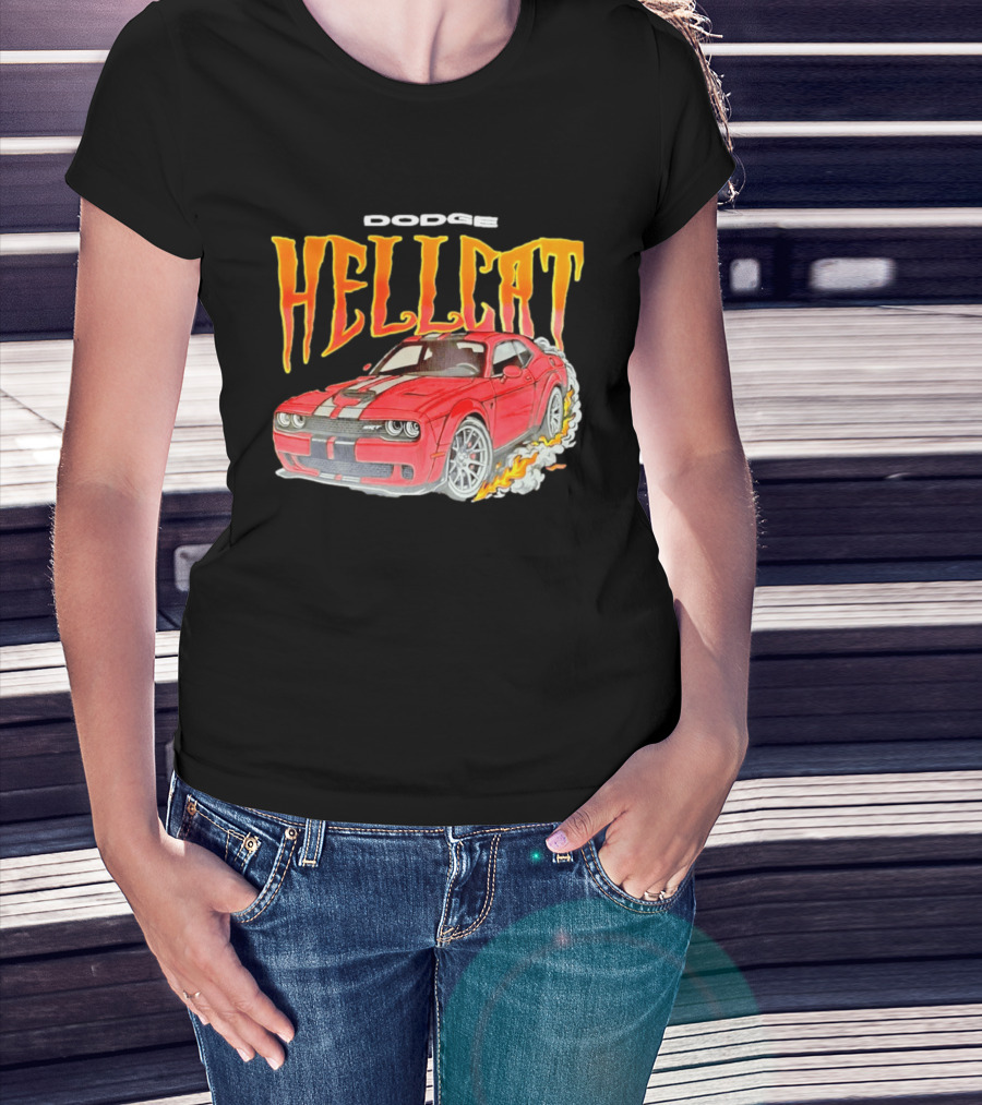 Dodge Hellcat Car Flames Drifting T-Shirt