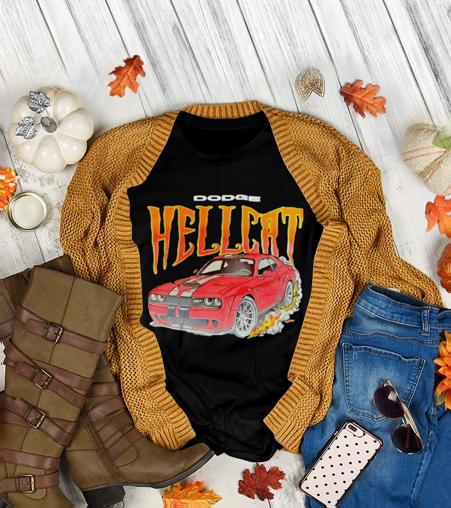 Dodge Hellcat Car Flames Drifting T-Shirt