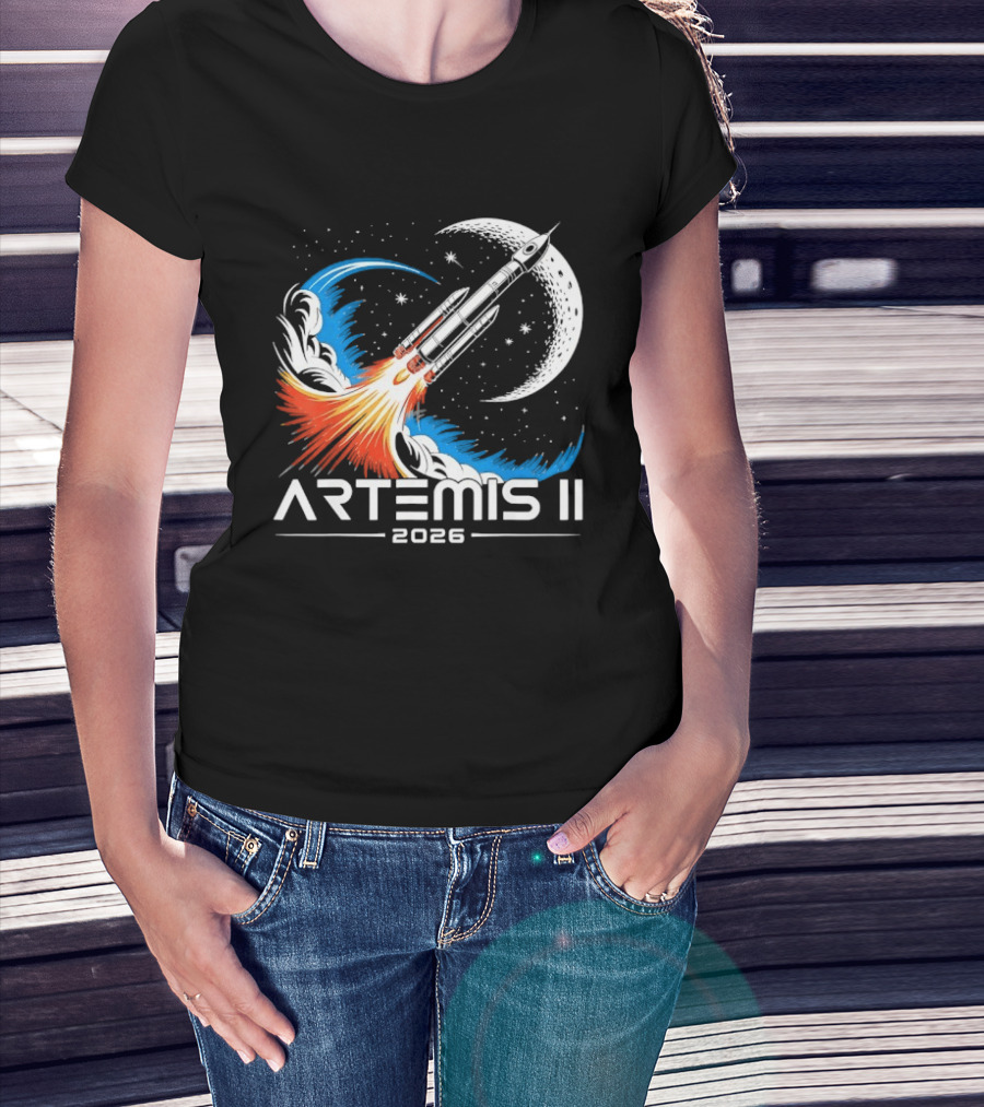 Artemis II 2026 Moon Rocket Space Exploration Launch T-Shirt