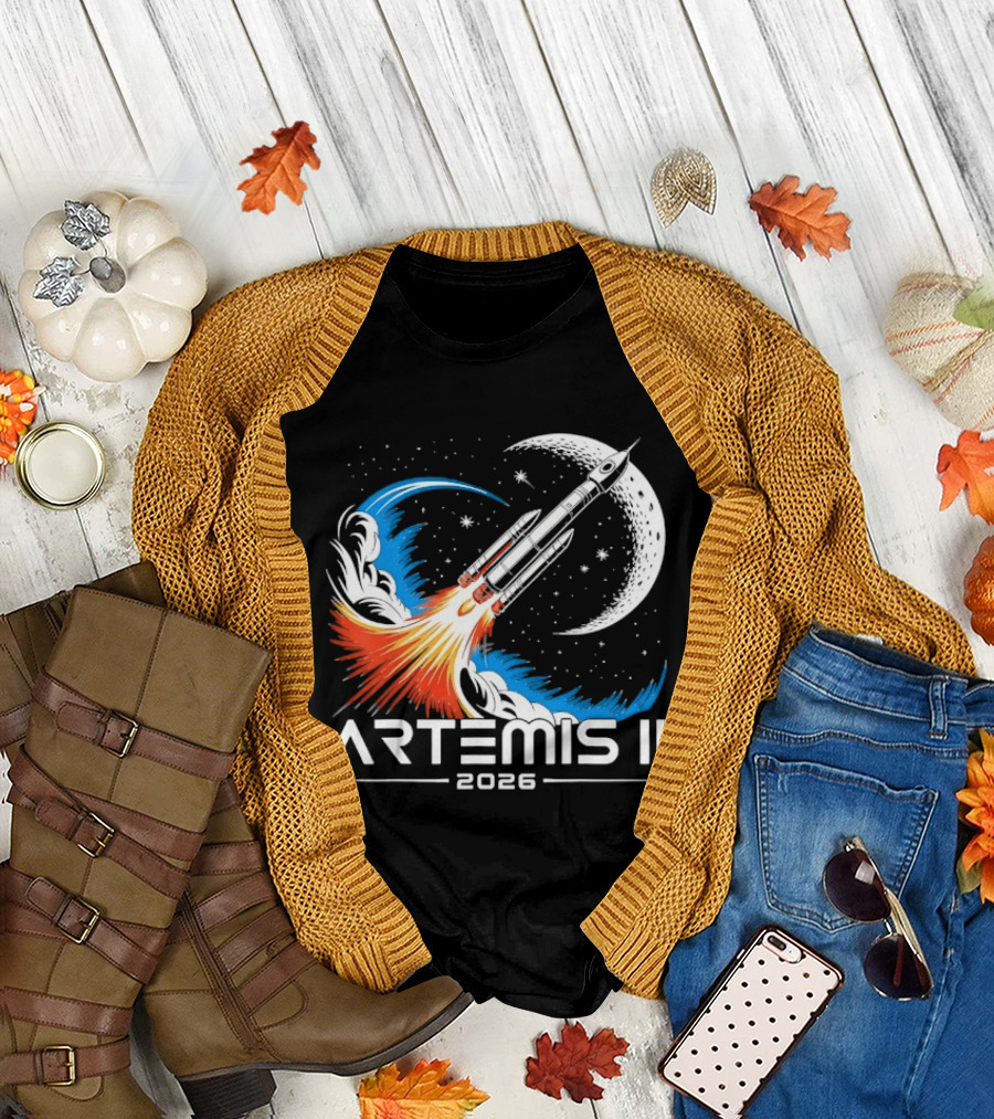 Artemis II 2026 Moon Rocket Space Exploration Launch T-Shirt