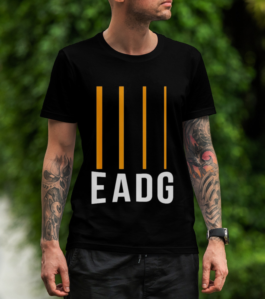 EADG Bass Guitar Four Strings Musician Vertical Lines T-Shirt