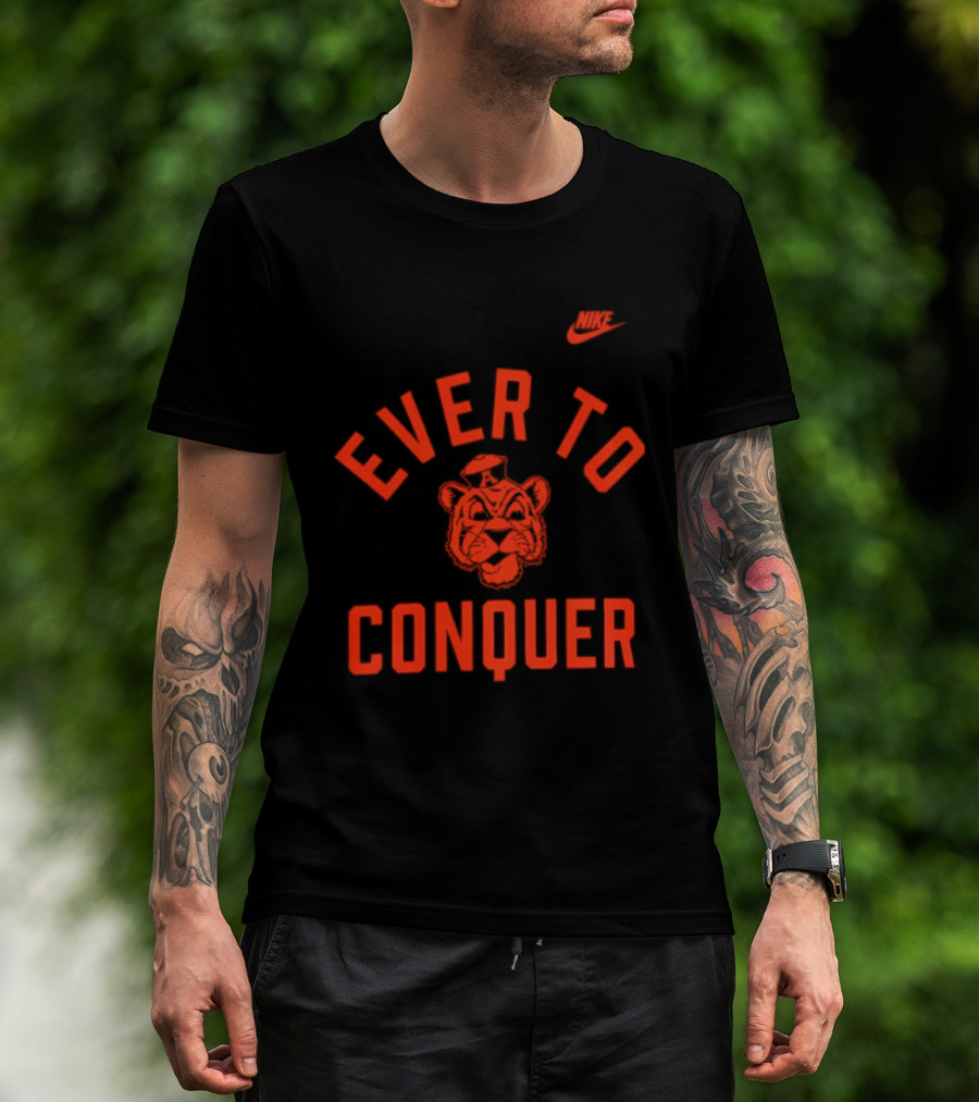 Auburn Tigers Ever To Conquer Tiger Face Nike Swoosh T-Shirt