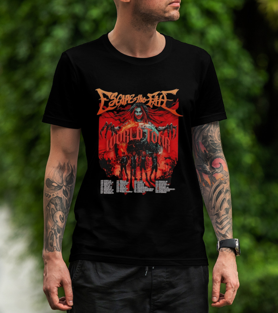 Escape The Fate World Tour Metalcore Post Hardcore Red Gothic T-Shirt