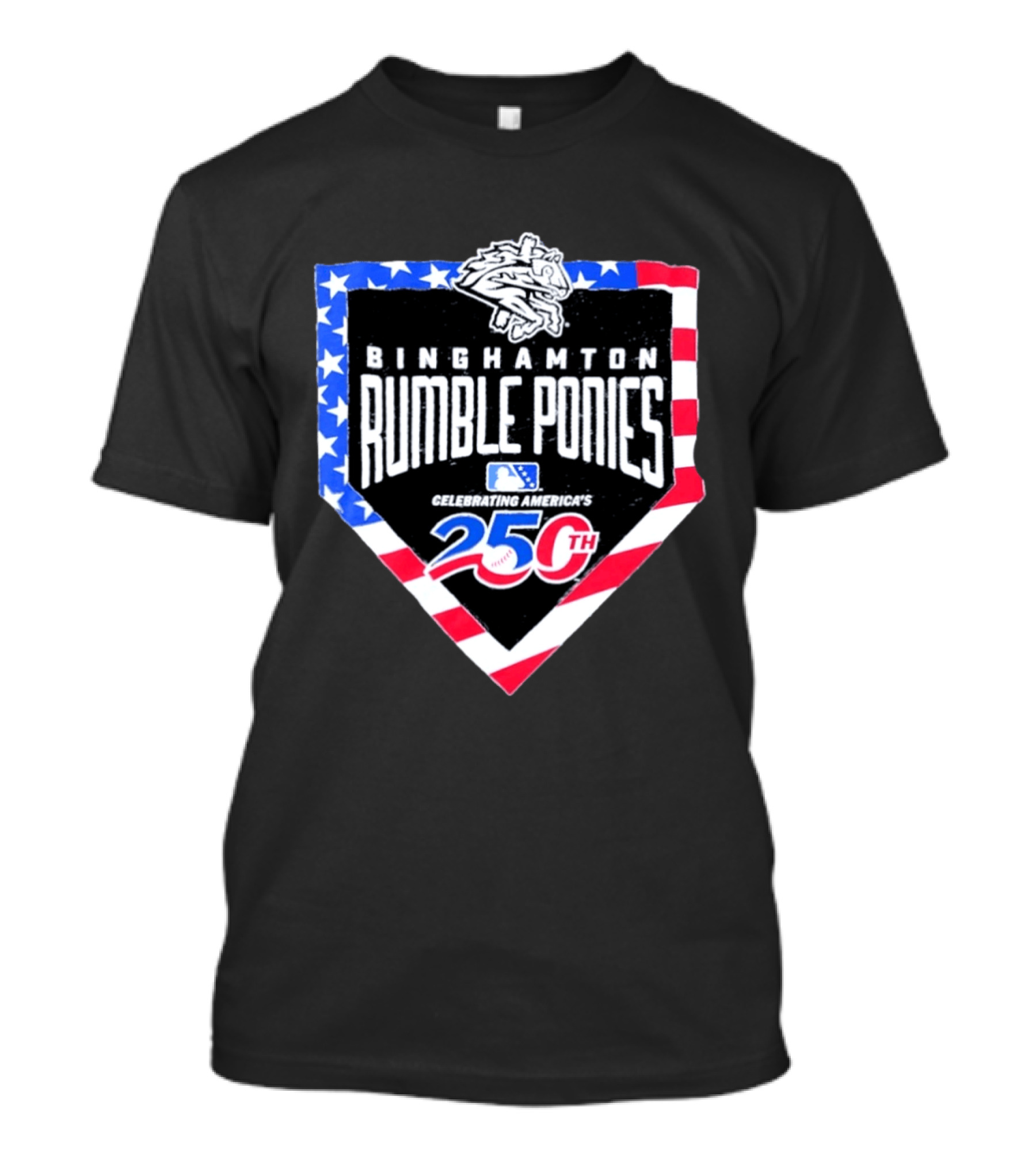 Binghamton Rumble Ponies Celebrating America 250th Anniversary MLB Stars And Stripes T-Shirt