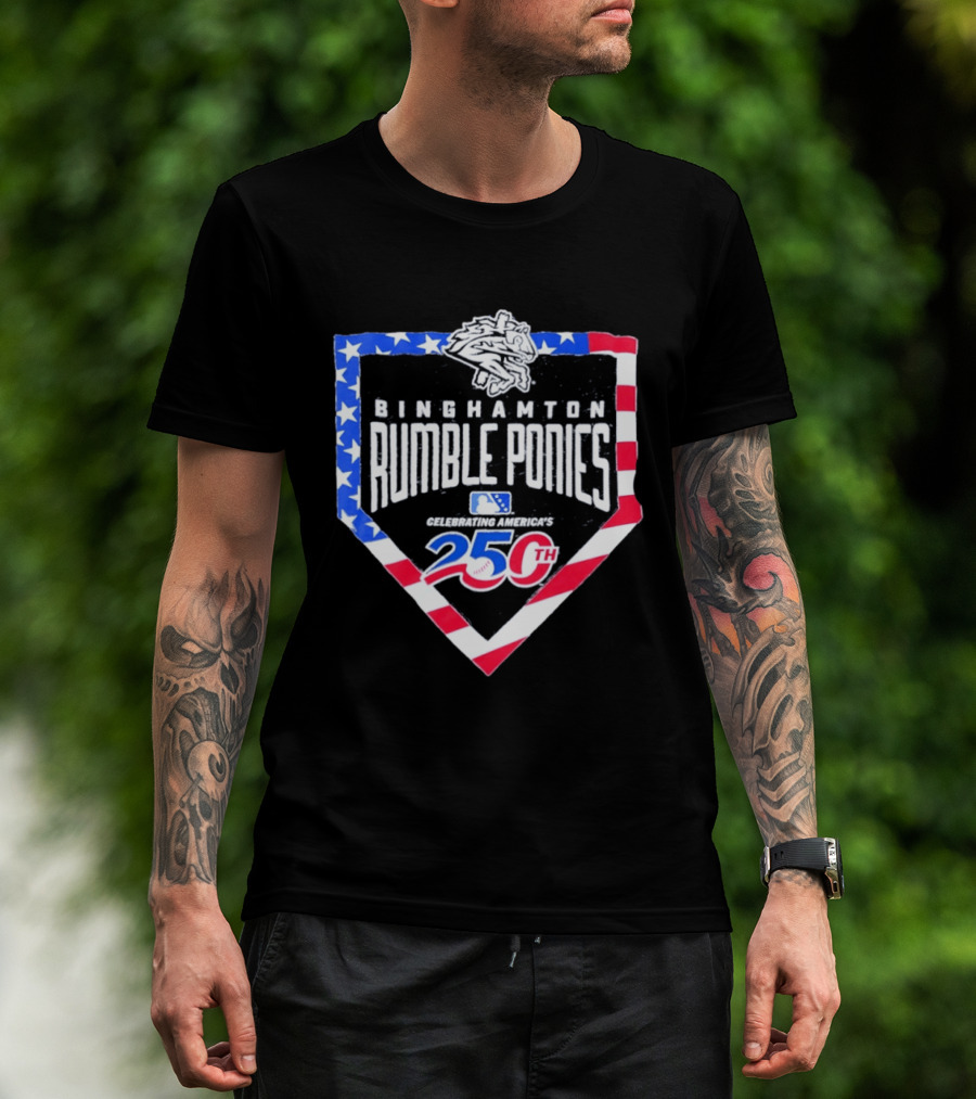 Binghamton Rumble Ponies Celebrating America 250th Anniversary MLB Stars And Stripes T-Shirt