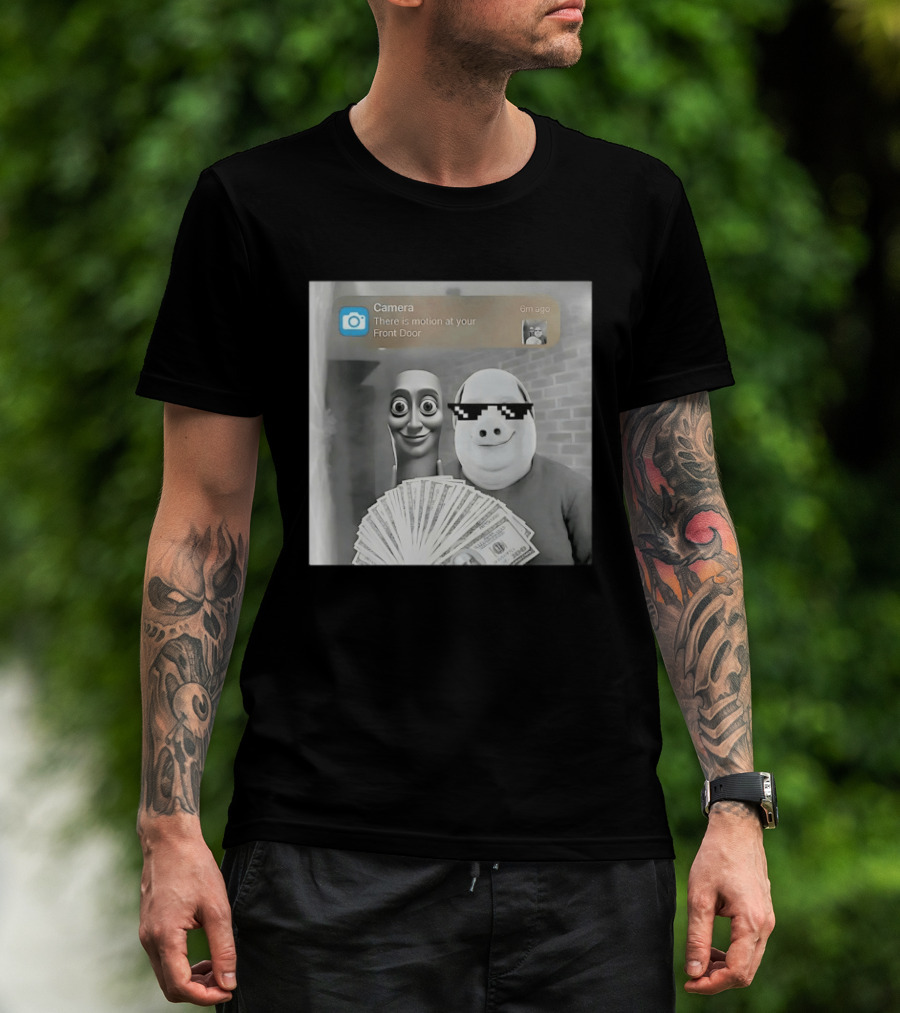 Camera There Is Motion At Your Front Door Meme Pig Mask And Funny Faceувель� T-Shirt