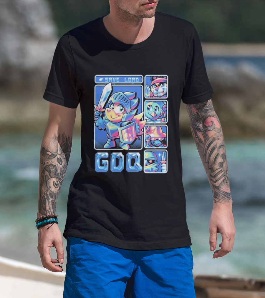Fangamer GDQ Quick Quest Save Load Knight Adventure Characters T-Shirt