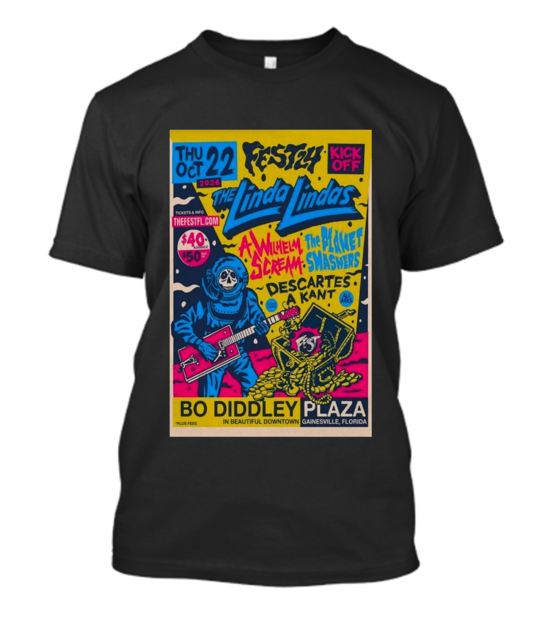 FEST 24 Kick Off 2026 The Linda Lindas Bo Diddley Plaza Gainesville Florida T-Shirt