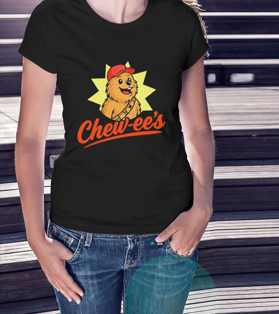 Chewbacca Chew Ee's Star Wars Snack Brand Cartoon Character With Red Hat T-Shirt