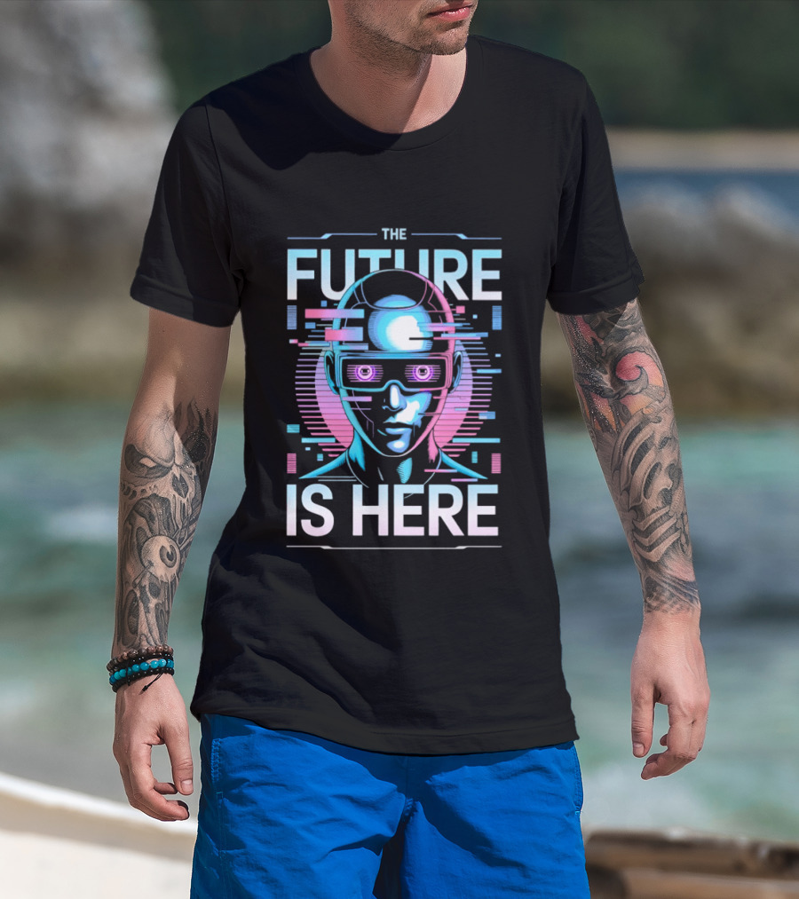 The Future Is Here Cyberpunk Android VR Goggles T-Shirt