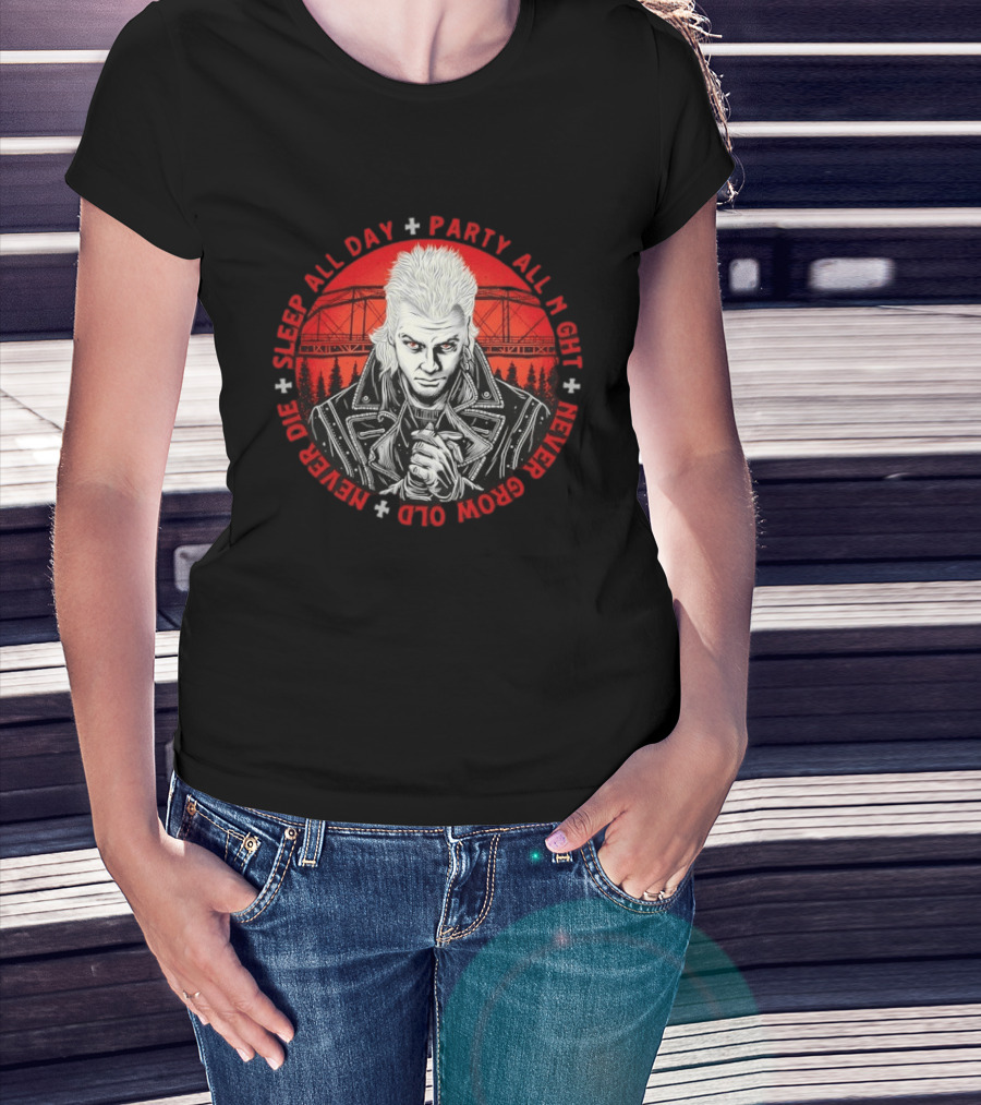 Sleep All Day Party All Night Never Grow Old Never Die 80s Gothic T-Shirt