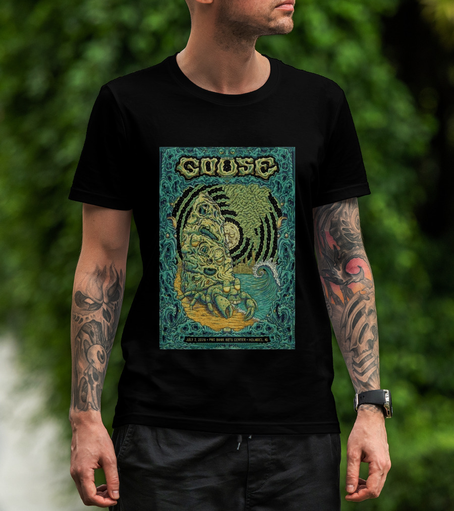 Goose July 2 2026 PNC Bank Arts Center Holmdel NJ Psychedelic Monster Wave T-Shirt