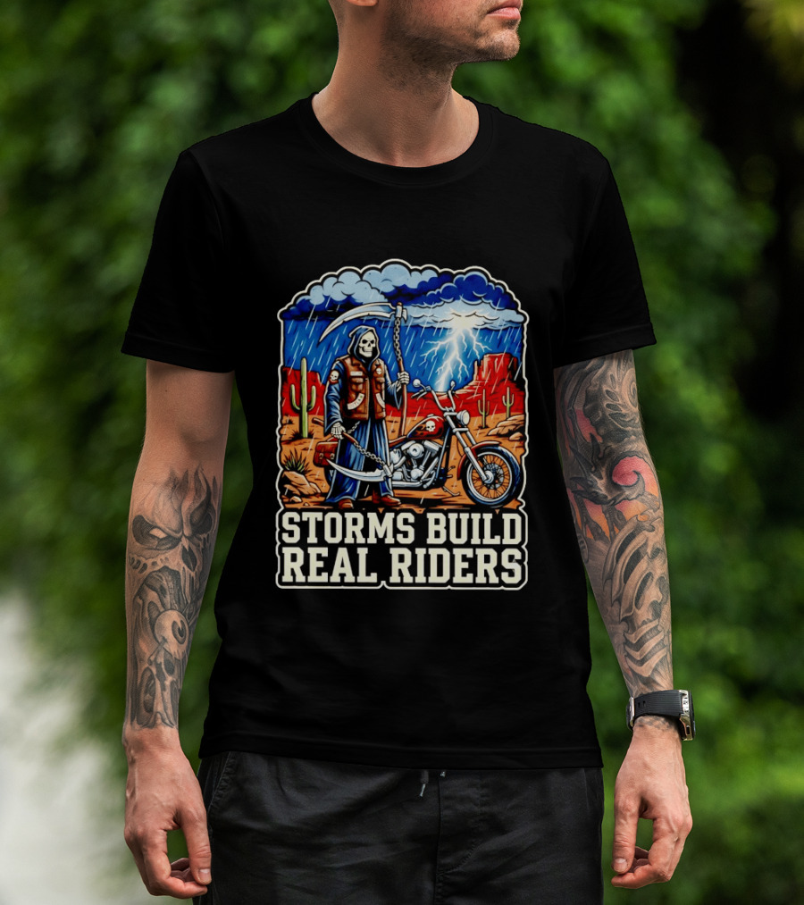 Real Riders Grim Reaper Motorcycle Storm Adventure T-Shirt
