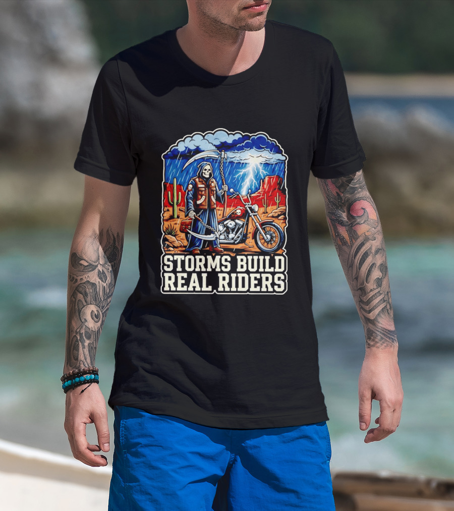 Real Riders Grim Reaper Motorcycle Storm Adventure T-Shirt