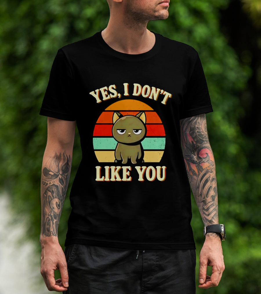Yes I Don't Like You Grumpy Cat Retro Sunset T-Shirt