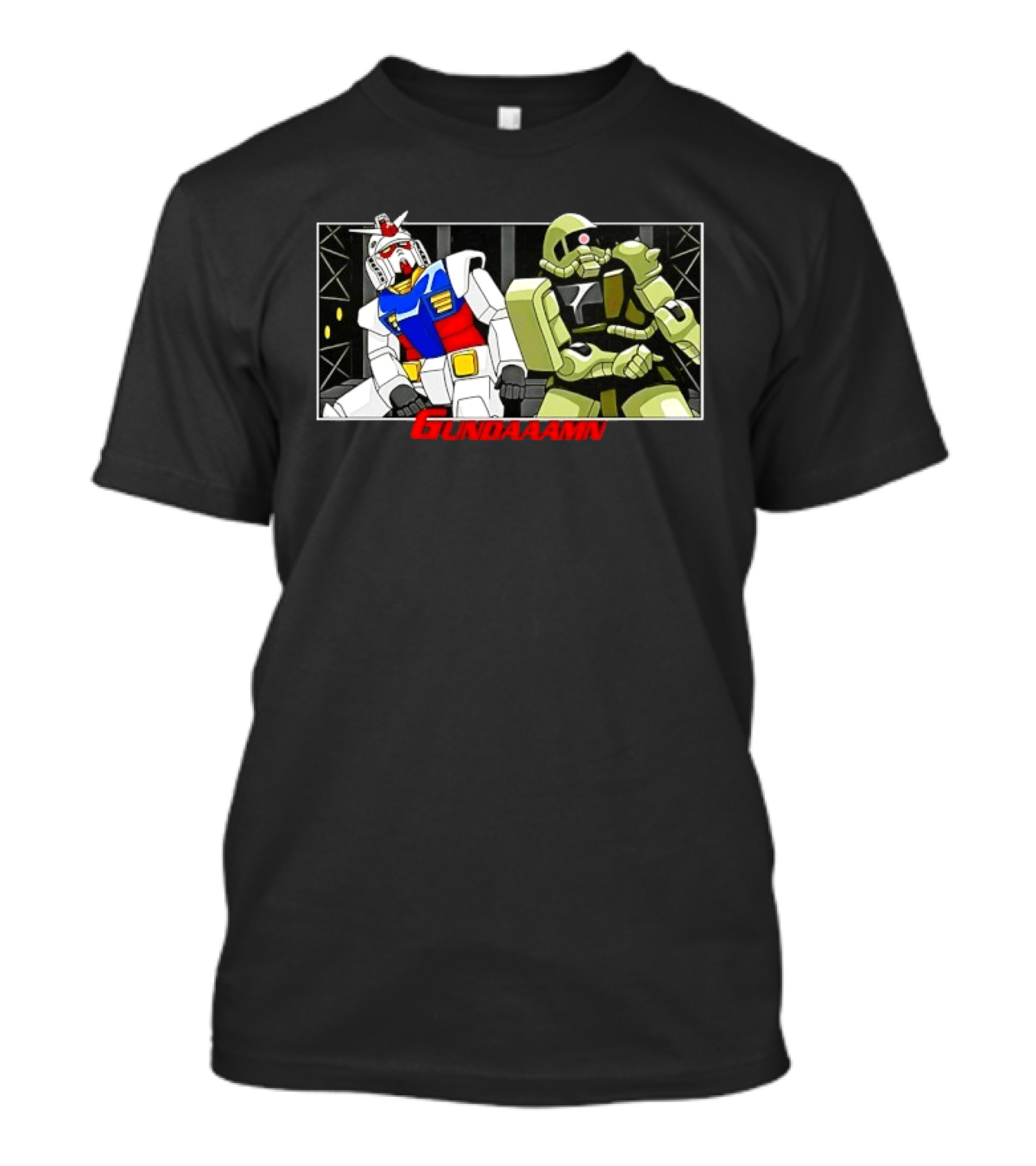 Gundaamn Gundam Zaku II Anime Mecha Sunrise Battle Scene T-Shirt