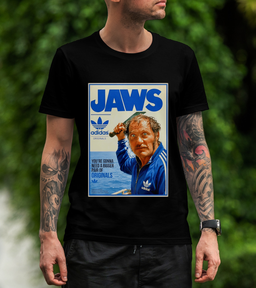 Jaws Adidas Originals You're Gonna Need A Bigger Pair Quint Machete T-Shirt