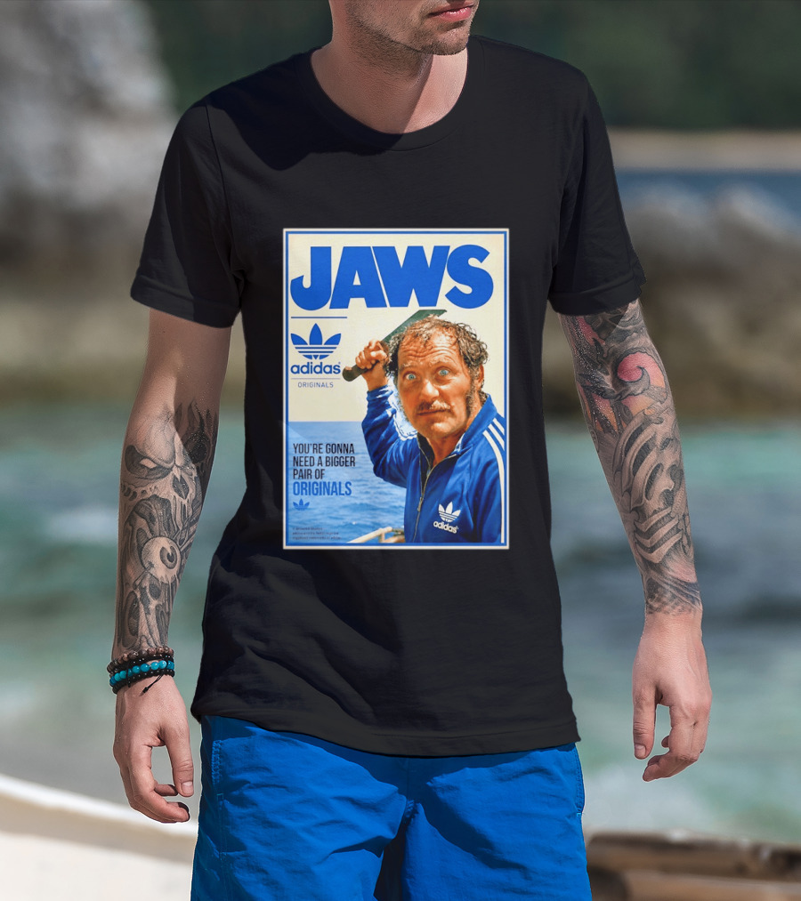 Jaws Adidas Originals You're Gonna Need A Bigger Pair Quint Machete T-Shirt