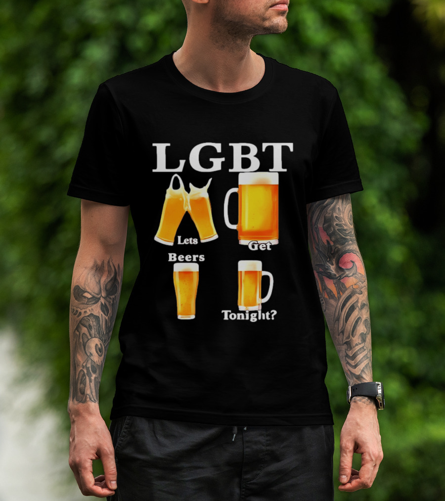 LGBT Lets Get Beers Tonight Beer Drinking Humor T-Shirt