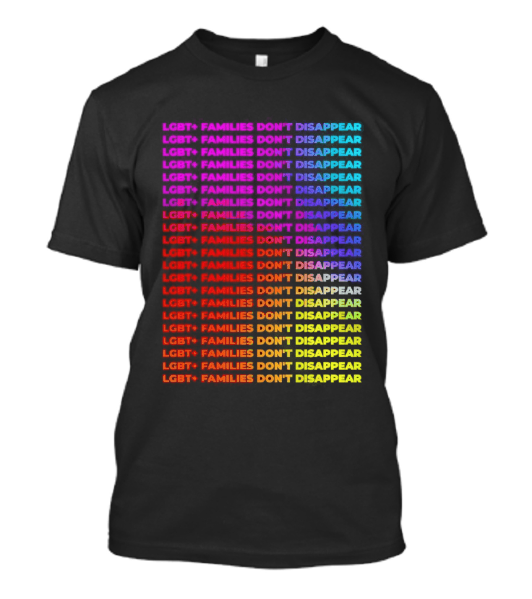 LGBT+ Families Don't Disappear Rainbow Text Pride Celebration T-Shirt
