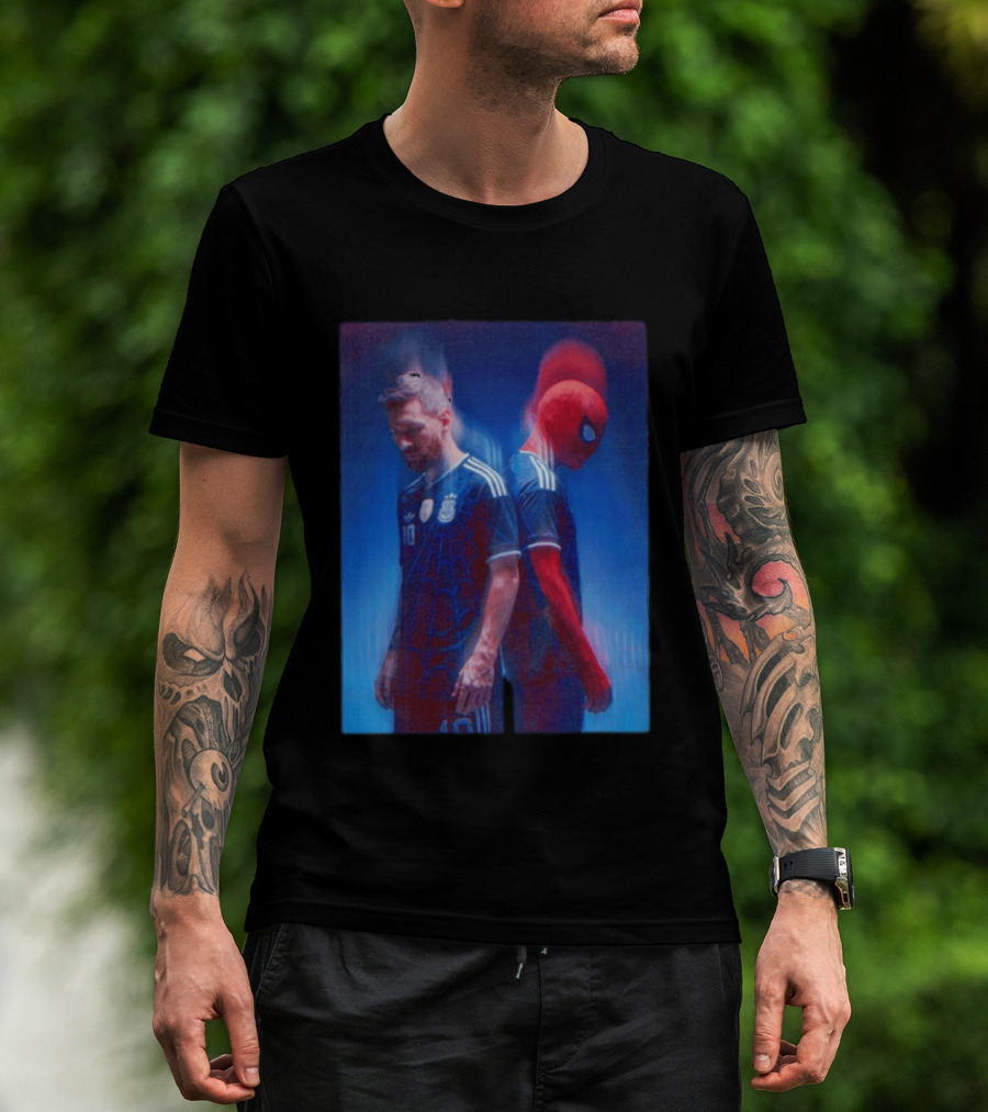 Lionel Messi Spider Man Argentina AFA Jersey Dual Image T-Shirt