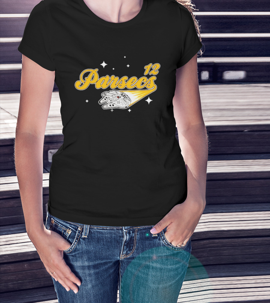 Millennium Falcon 12 Parsecs Star Wars Han Solo Baseball Script T-Shirt