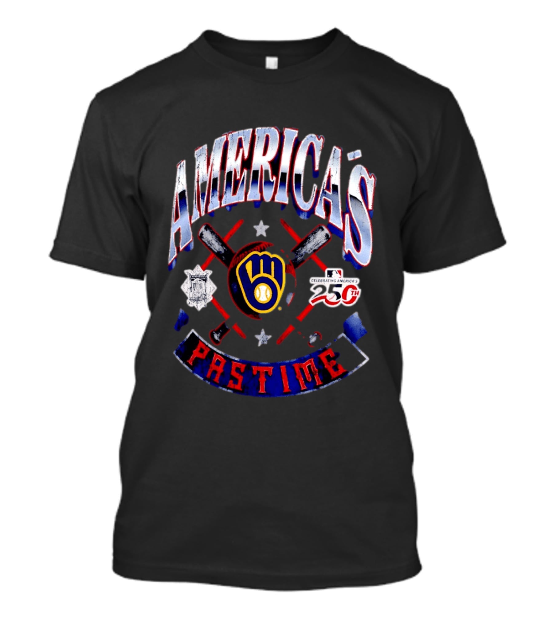 America's Pastime Milwaukee Brewers Celebrating America's 250th Baseball T-Shirt