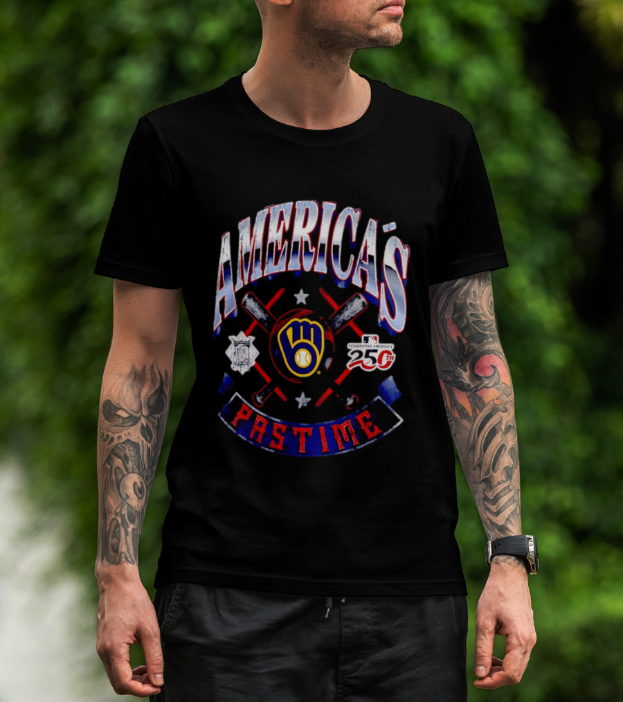 America's Pastime Milwaukee Brewers Celebrating America's 250th Baseball T-Shirt