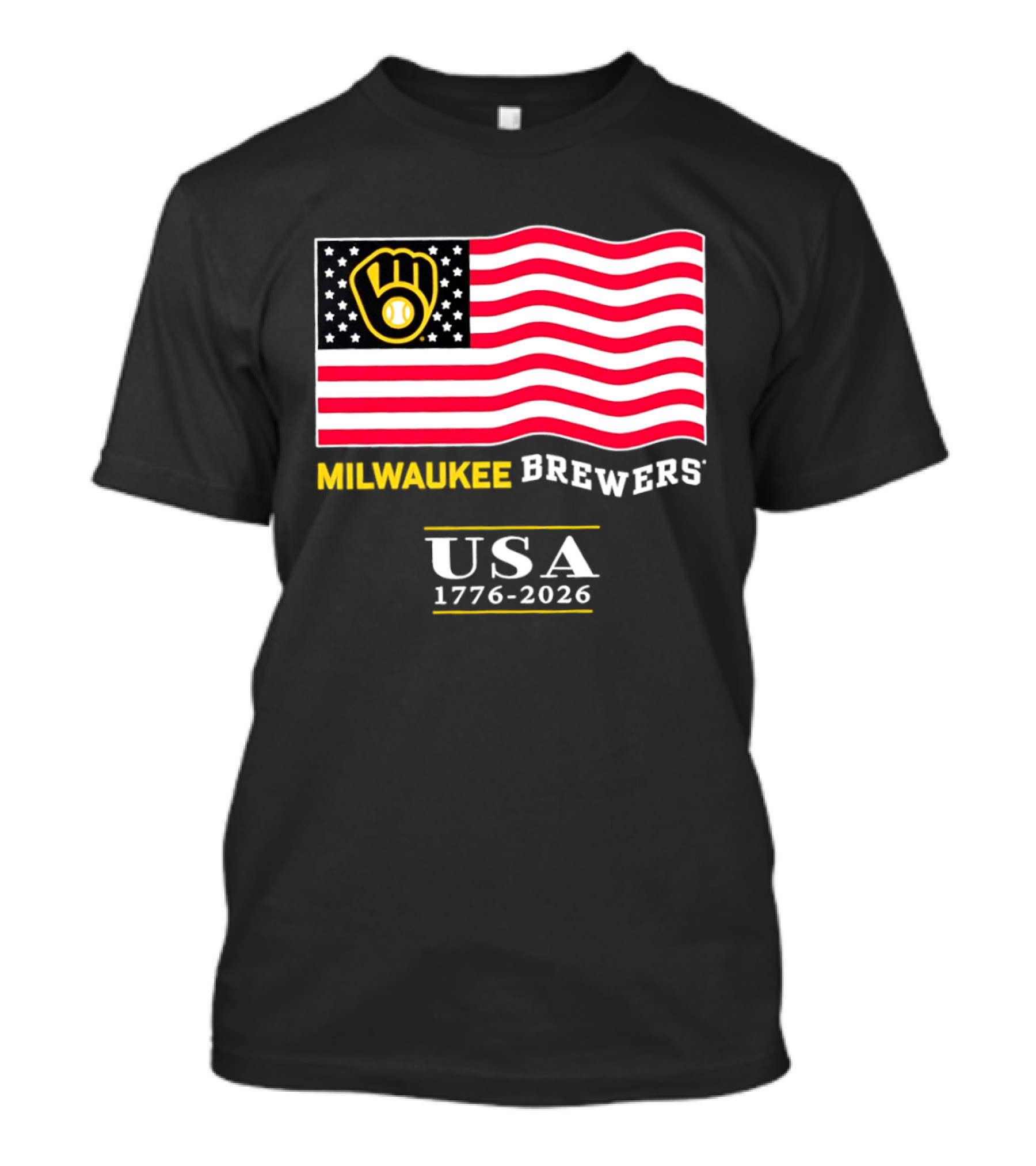 Milwaukee Brewers USA 1776 2026 American Flag Baseball Team T-Shirt