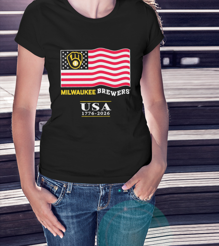 Milwaukee Brewers USA 1776 2026 American Flag Baseball Team T-Shirt