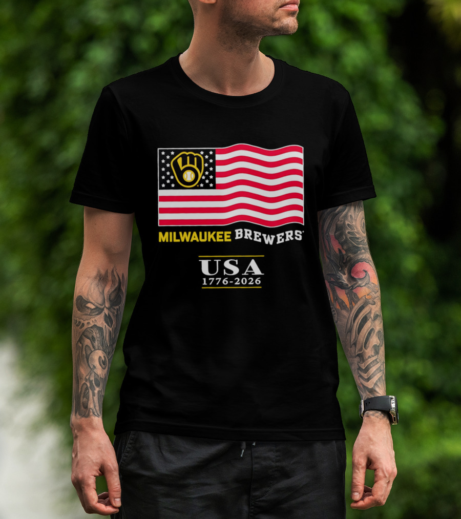 Milwaukee Brewers USA 1776 2026 American Flag Baseball Team T-Shirt