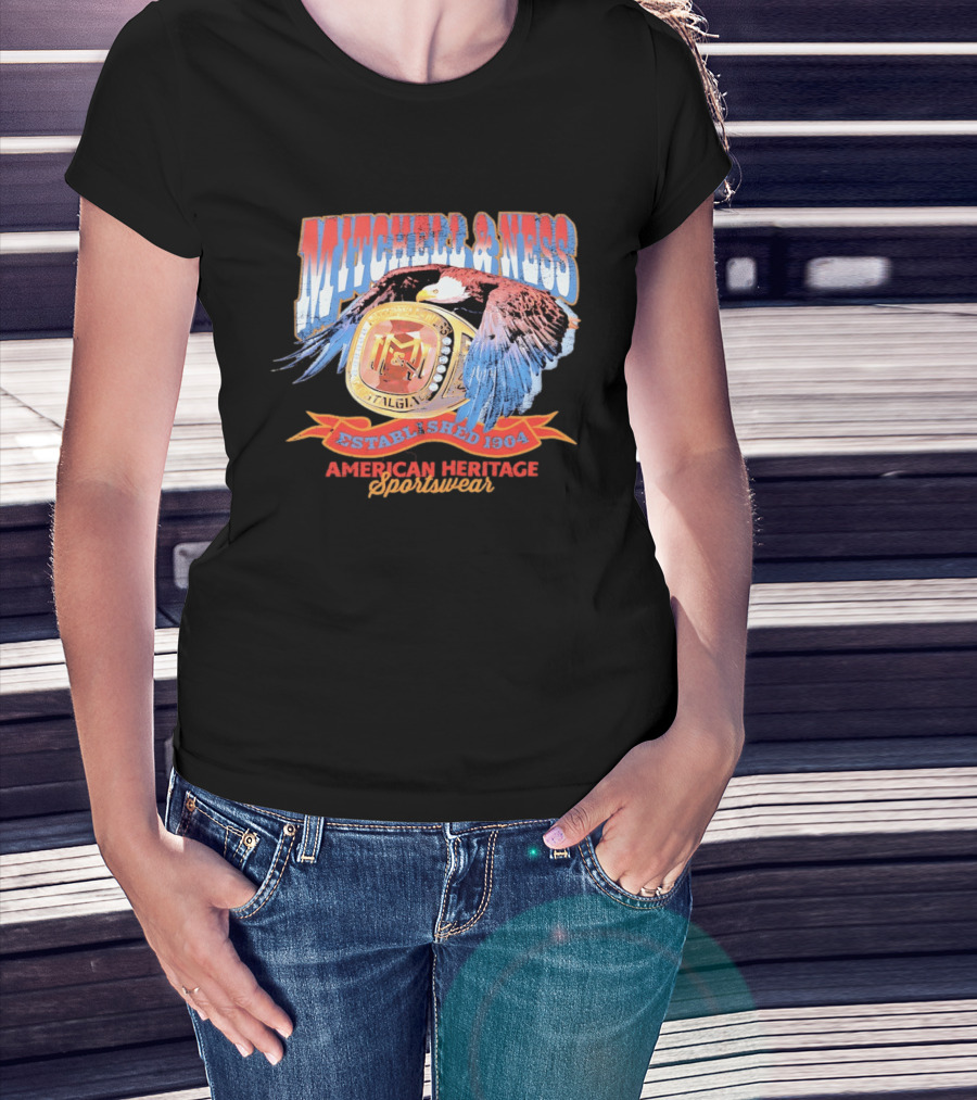 Mitchell And Ness Nostalgia Co American Heritage Sportswear Established 1904 Eagle Ring T-Shirt