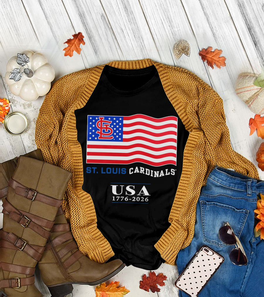 St Louis Cardinals American Flag USA 1776 2026 MLB Baseball T-Shirt