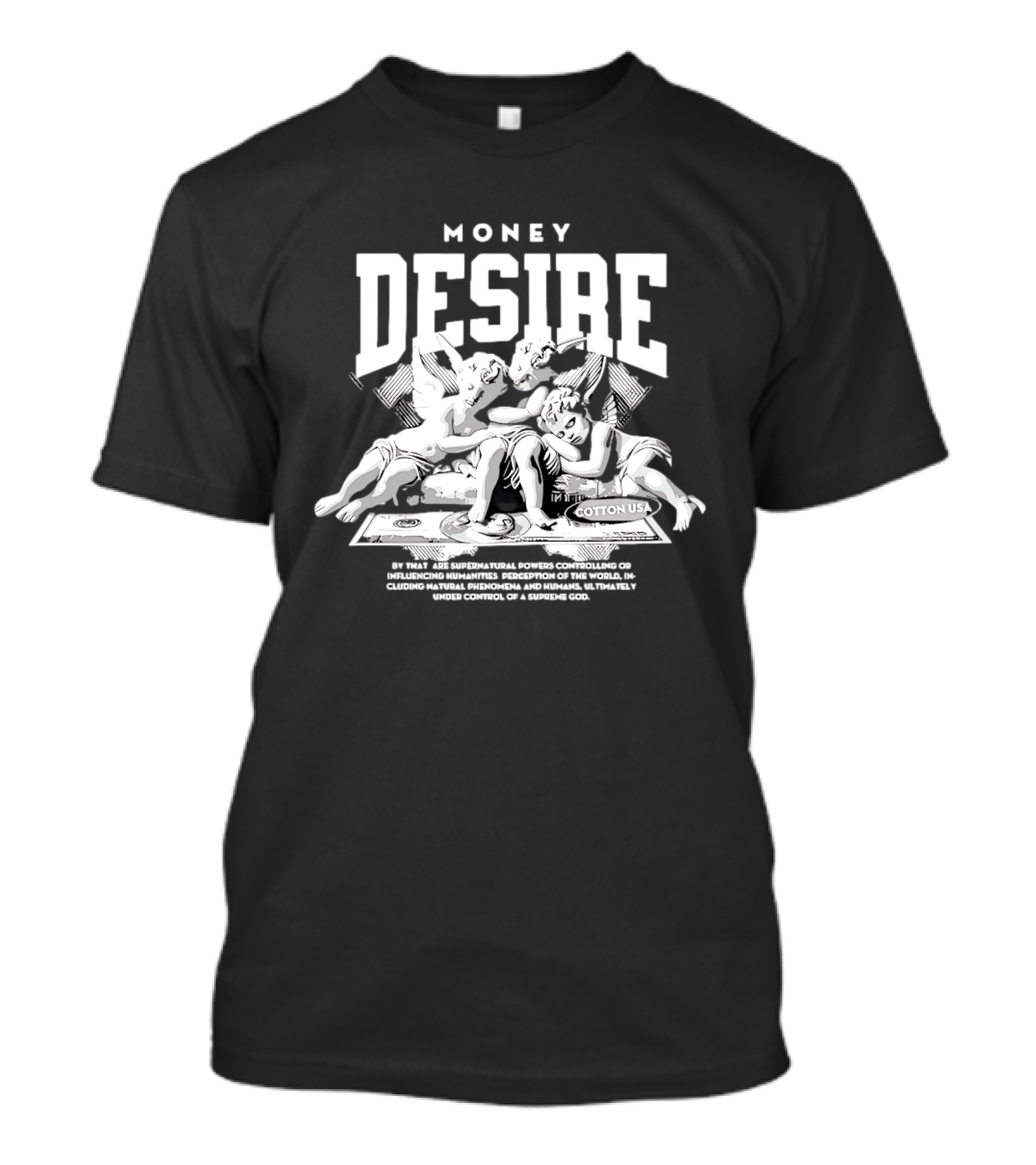 Money Desire Cherubs Sitting On Dollars Cotton USA T-Shirt