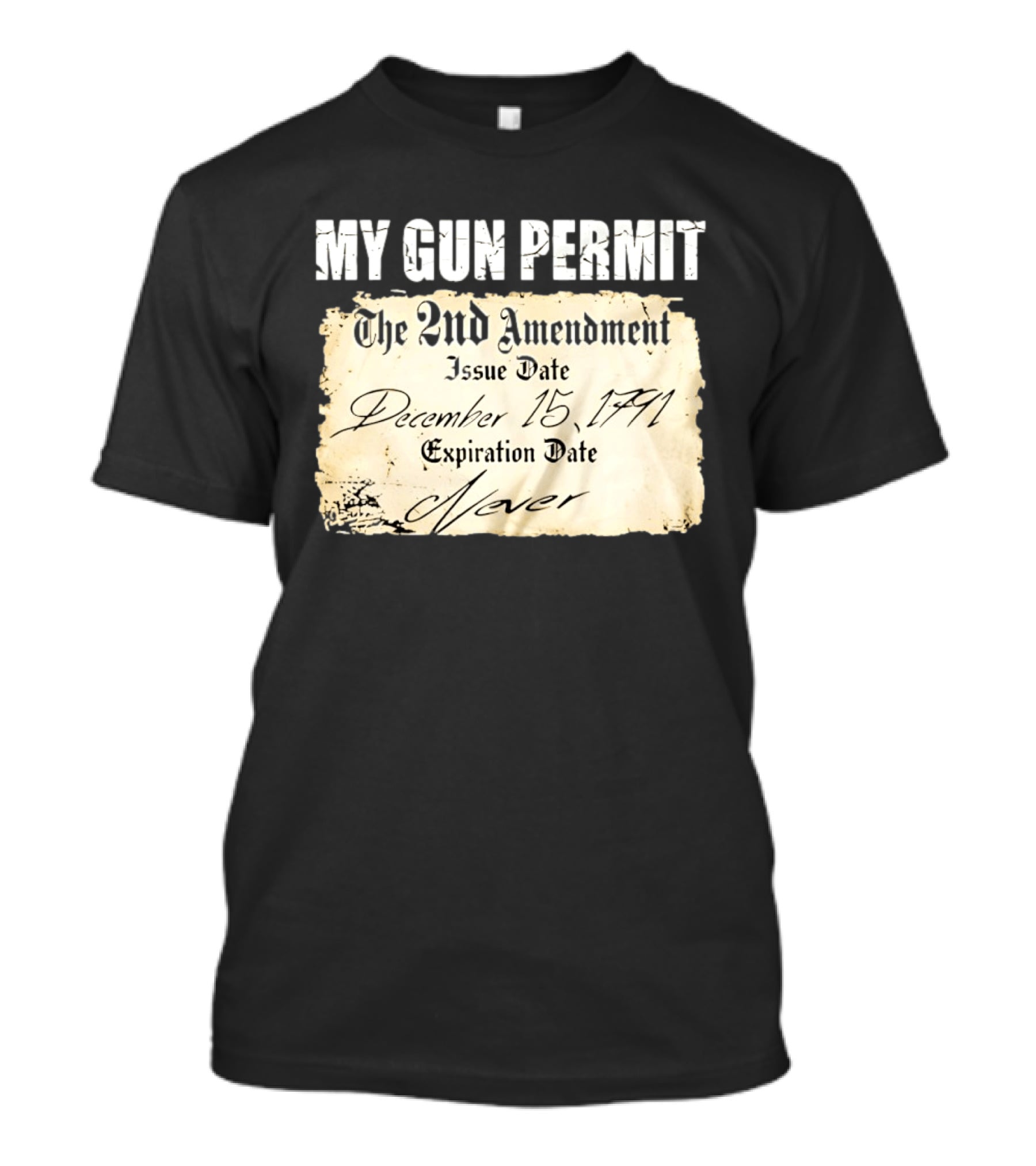 My Gun Permit The 2nd Amendment December 15 1791 Expiration Date Never T-Shirt