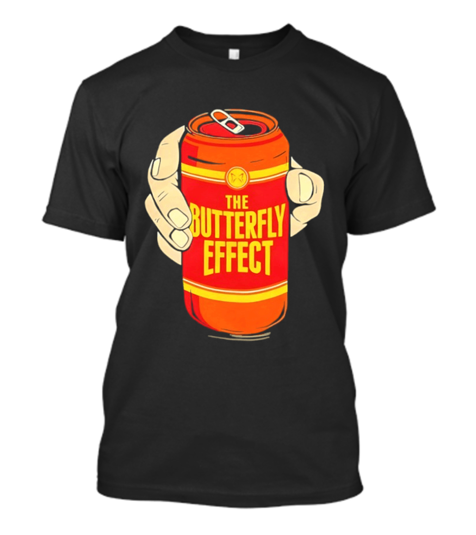 The Butterfly Effect Soda Can Vibrant Red Yellow Pop T-Shirt