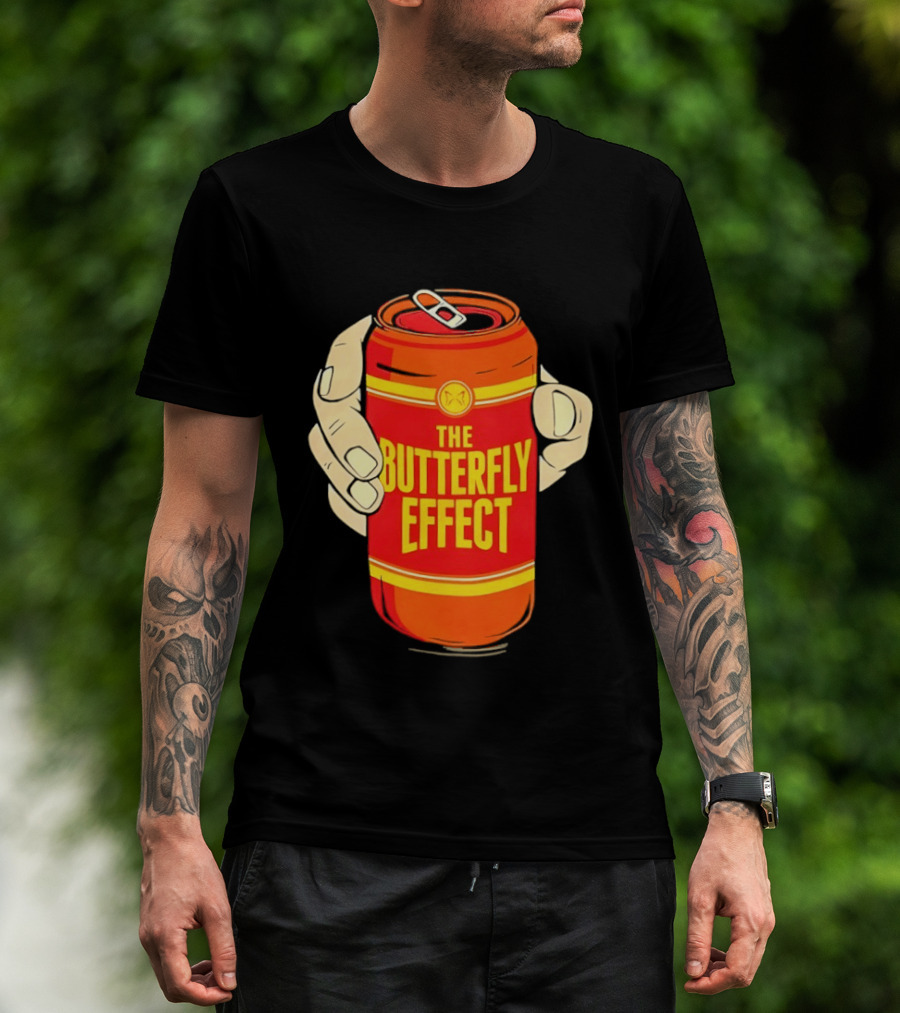 The Butterfly Effect Soda Can Vibrant Red Yellow Pop T-Shirt