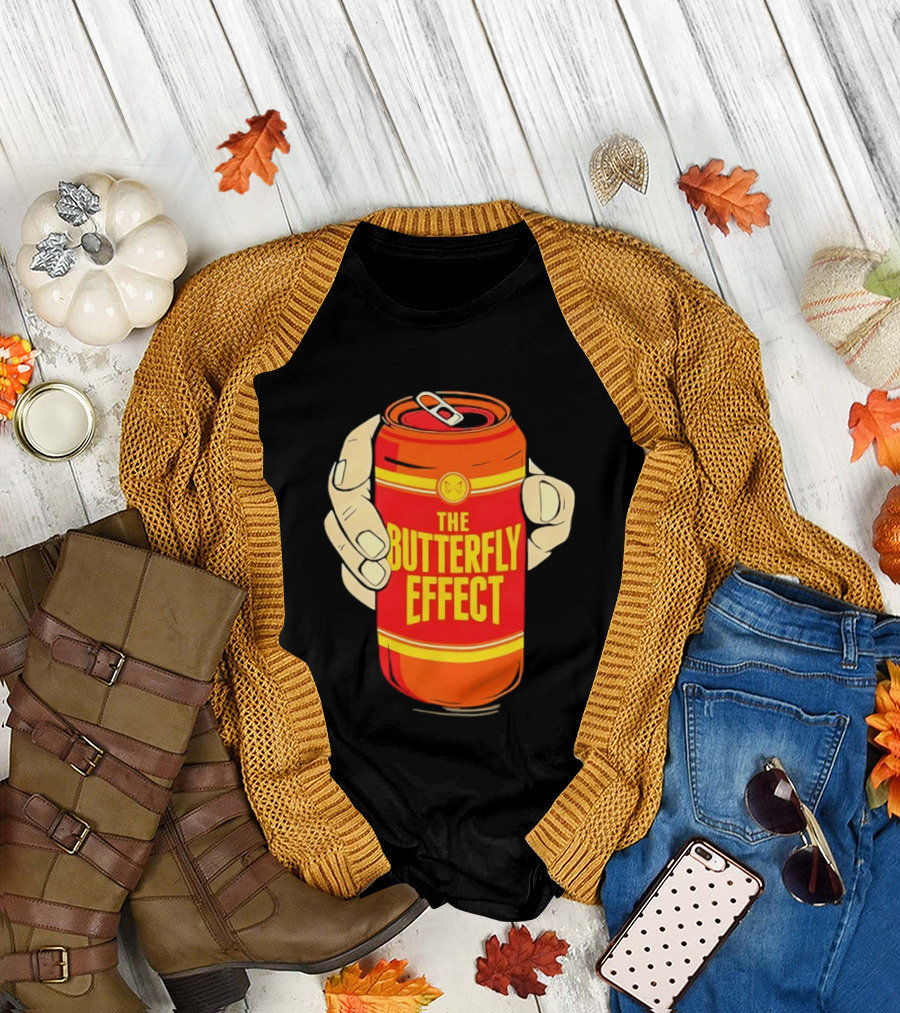 The Butterfly Effect Soda Can Vibrant Red Yellow Pop T-Shirt